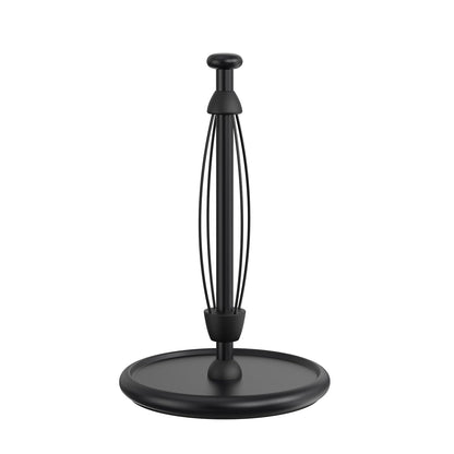 VEHHE Paper Towel Holder Countertop, One-Handed Tear Paper, Weighted Base with EVA Non-Slip Pad, Stainless Steel, Kitchen Towel Holder Stand with Ratchet Mechanism for Kitchen Bathroom Black