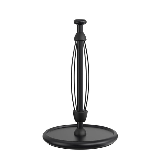 VEHHE Paper Towel Holder Countertop, One-Handed Tear Paper, Weighted Base with EVA Non-Slip Pad, Stainless Steel, Kitchen Towel Holder Stand with Ratchet Mechanism for Kitchen Bathroom Black