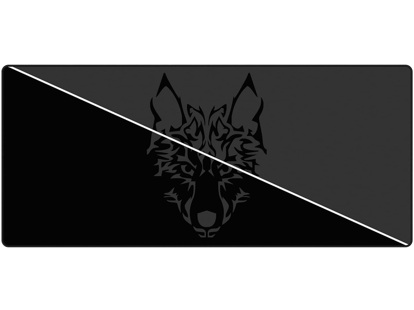 Anpollo Large Gmaing Mouse Pad with Stitched Edges, Superior Micro-Weave Cloth, Non-Slip Base, Size 35.4 X 15.7X 0.12inches - Black Gray Wolf Head