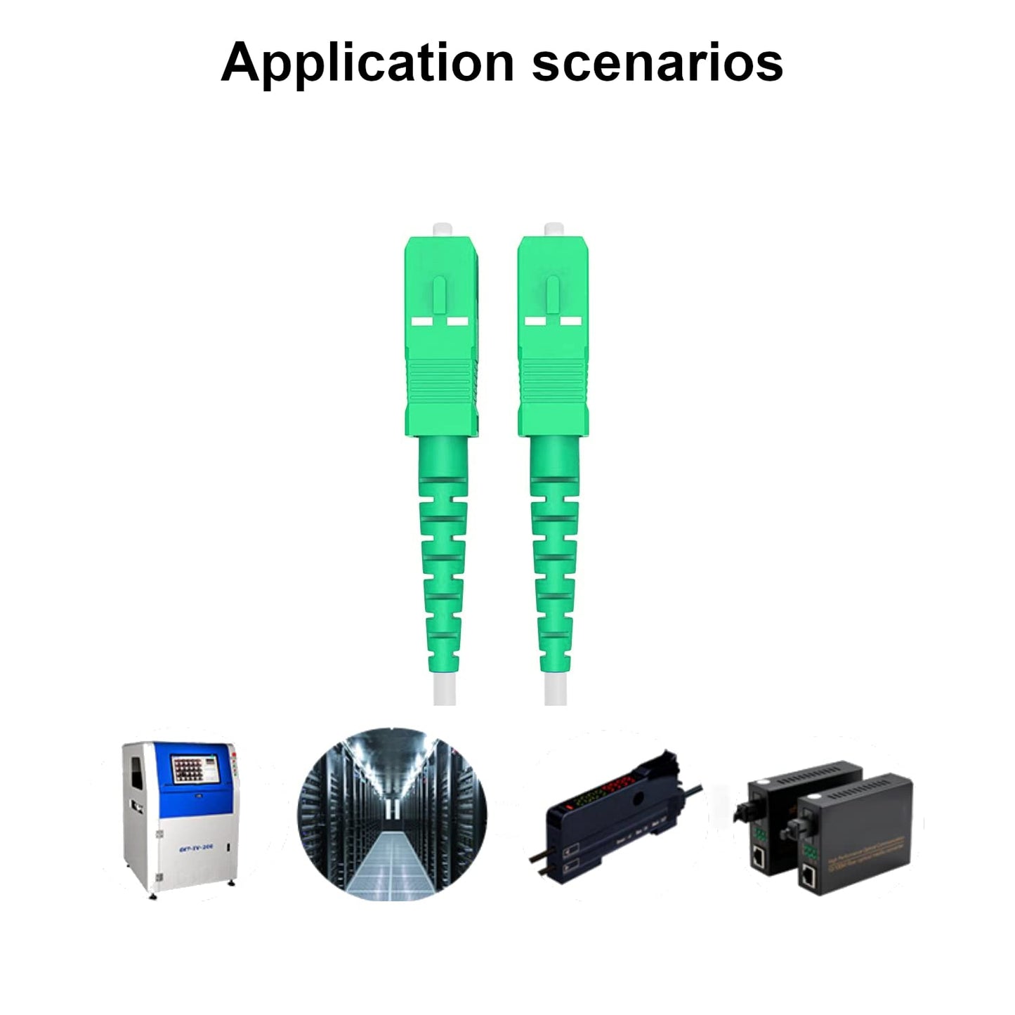 AutCreation Fiber Optic Internet Cable,Fiber Optic Patch Cable, Armored Fiber Optic Jumper Optical Patch Cord,Simplex OS1/OS2 9/125um,OD 3mm,LSZH (15M(49ft), White(SC/APC to SC/APC))