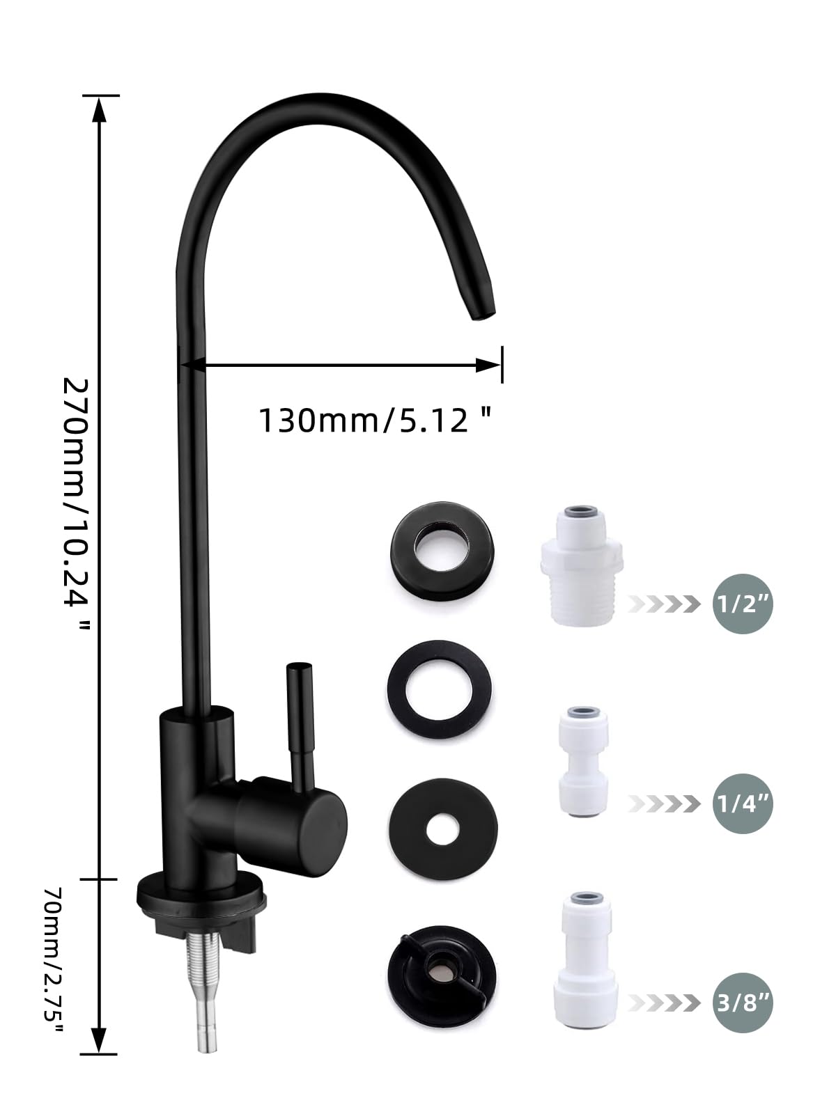 Bifordo Drinking Water Faucet Matte Black,Lead-Free Water Filter Faucet,Easy to Install Reverse Osmosis Faucet for Kitchen Bar Sink