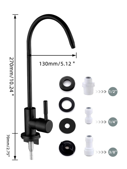 Bifordo Drinking Water Faucet Matte Black,Lead-Free Water Filter Faucet,Easy to Install Reverse Osmosis Faucet for Kitchen Bar Sink
