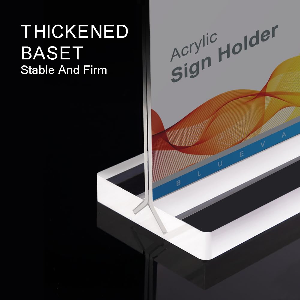BlueValley Clear Acrylic Sign Holder - 6 Pack 5x7" Double Sided Table Menu Sign Holder Vertical Poster Ad Picture Frame - Plastic Brochure Paper Display Stand for Office Catering Exhibition Event Store Show Fair