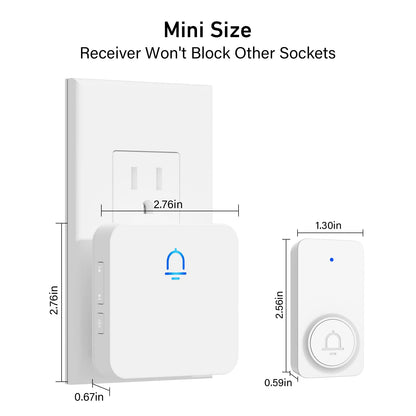 SECRUI Doorbell, Easy Installation Wireless Door Bell Kit with 1000FT Ultra-Long Range, 32 Chimes, 5 Volume Levels for Home, Classroom, Office-White