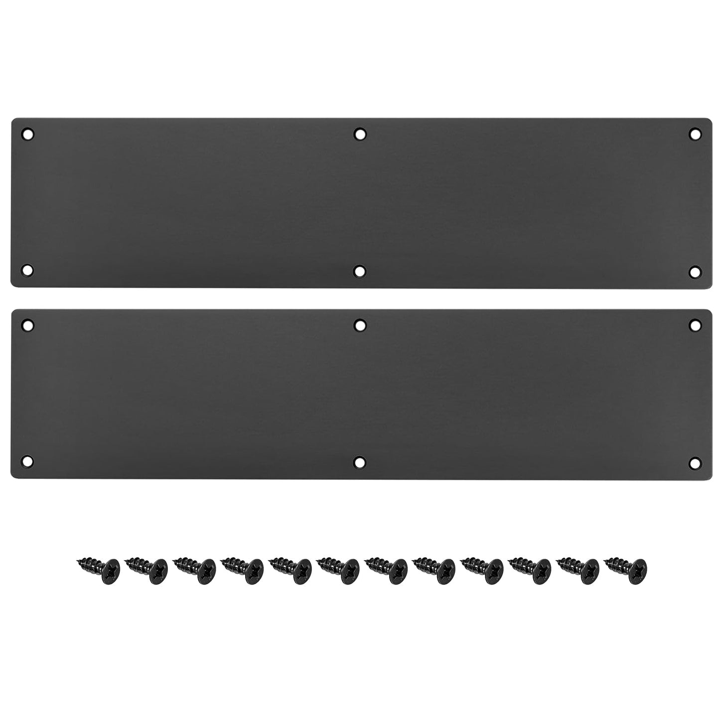 uxcell 2pcs Door Kick Plate, 4 x 16 Inches Aluminum Kick Plate Door Plate for Exterior Front Door or Back Door, Avoid The Door from Kicking, Black