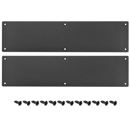 uxcell 2pcs Door Kick Plate, 4 x 16 Inches Aluminum Kick Plate Door Plate for Exterior Front Door or Back Door, Avoid The Door from Kicking, Black