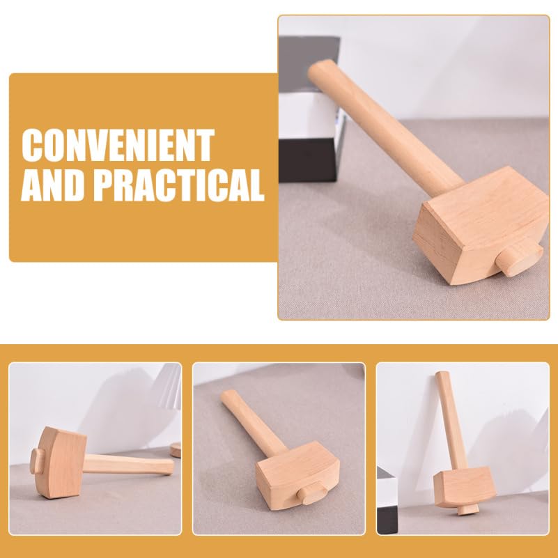 SEWACC Wooden Mallet for Woodworking and DIY Projects Beech Wood Handle Hammer with Ergonomic Grip Compact