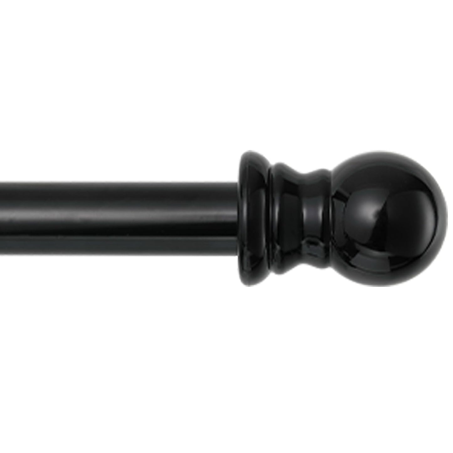 Curtain Rods for windows,1" Diameter Metal Single Adjustable Telescoping Curtain Rod with Finials (Black, 30-90")