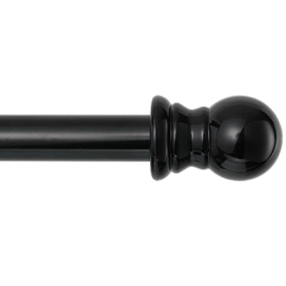 Curtain Rods for windows,1" Diameter Metal Single Adjustable Telescoping Curtain Rod with Finials (Black, 30-90")