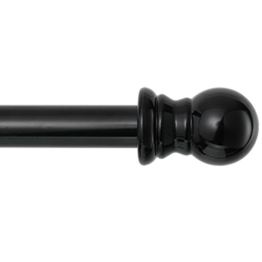 Curtain Rods for windows,1" Diameter Metal Single Adjustable Telescoping Curtain Rod with Finials (Black, 30-90")