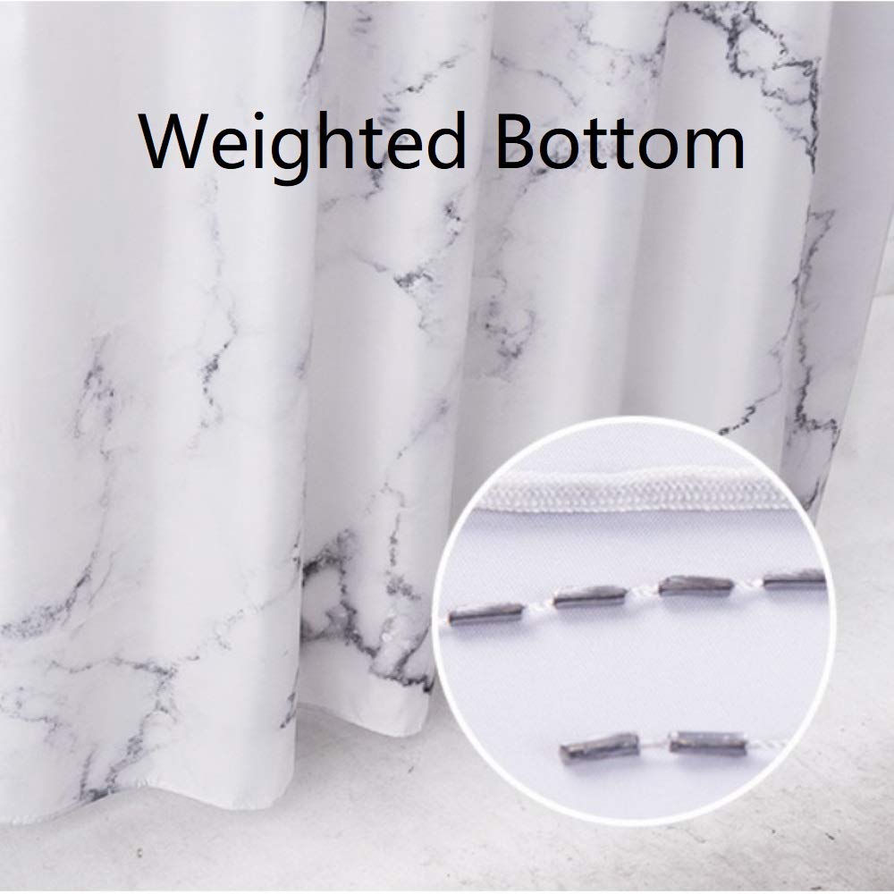 Yostev Marble Bathroom Shower Curtain,Grey and White Fabric Shower Curtain with Hooks,Unique 3D Printing,Decorative Bathroom Accessories,Water Proof,Reinforced Metal Grommets 72x72 Inches