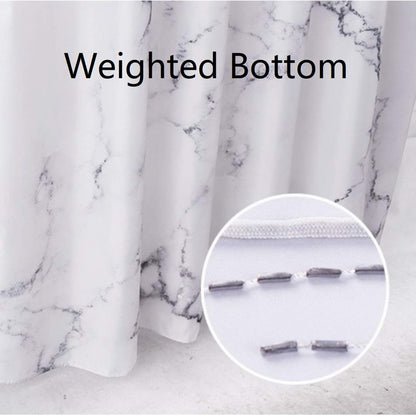 Yostev Marble Bathroom Shower Curtain,Grey and White Fabric Shower Curtain with Hooks,Unique 3D Printing,Decorative Bathroom Accessories,Water Proof,Reinforced Metal Grommets 72x72 Inches