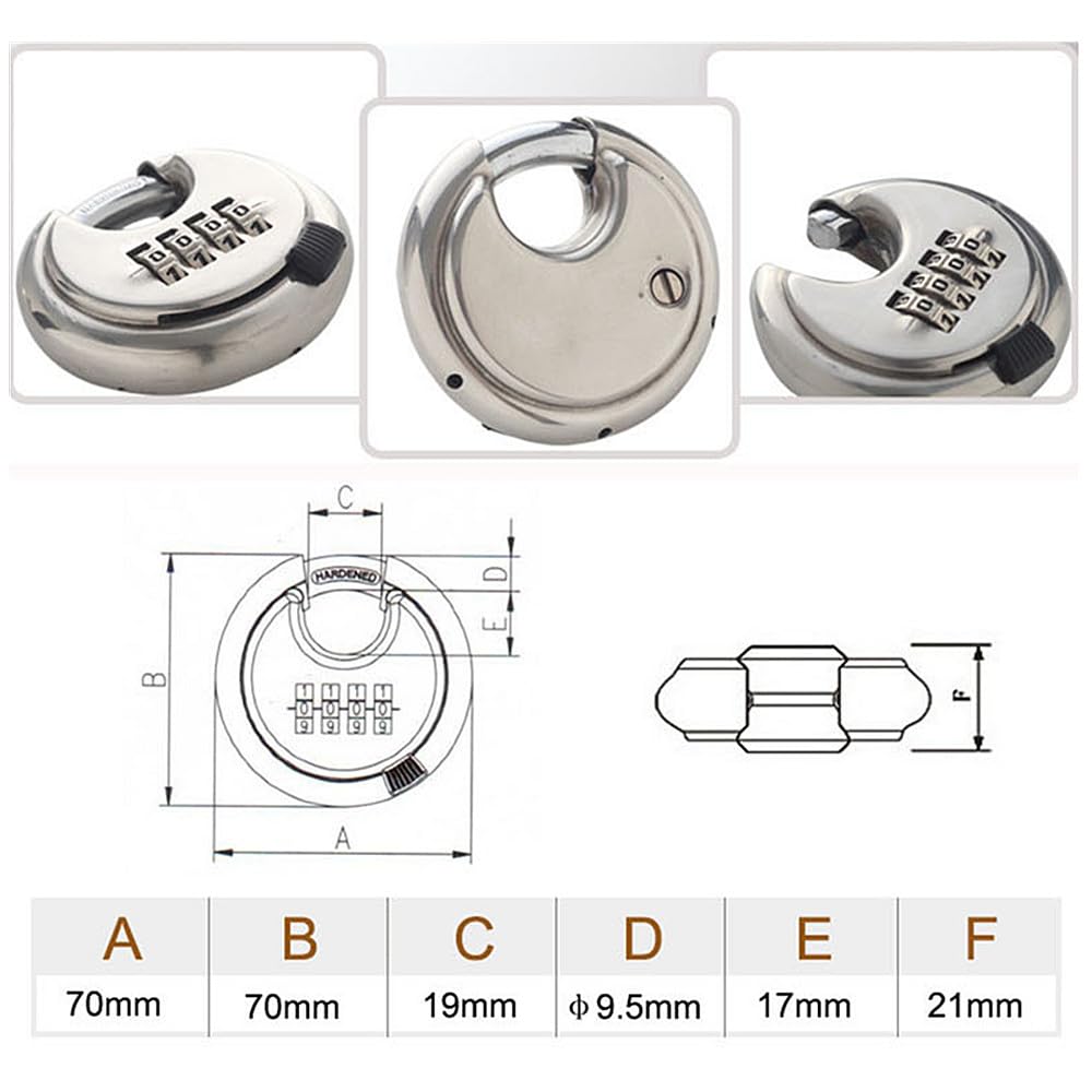 DIGIFLEX Heavy Duty Combination DISC Padlock - 4-Digit Security for Your Property - Toughened Stainless Steel Construction