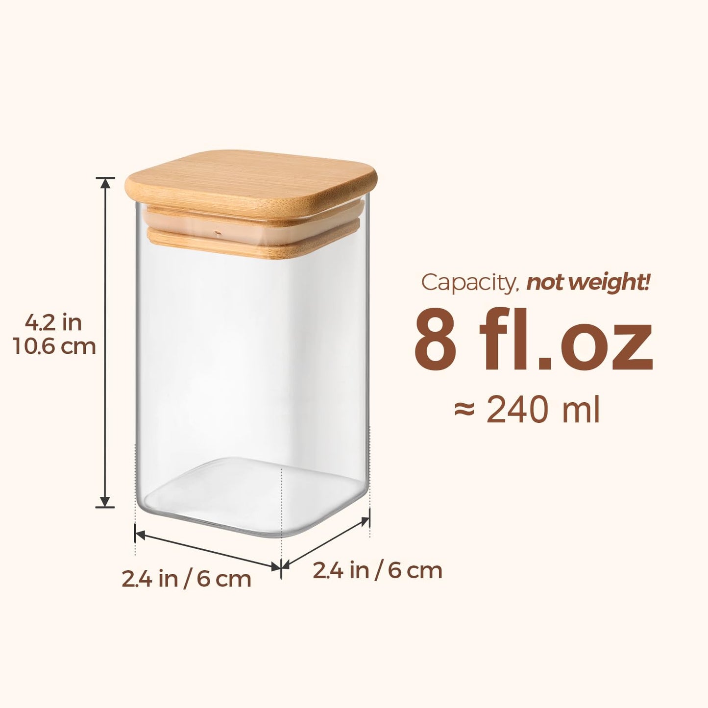 ComSaf 6Pcs 8oz Spice Jars with Label Trial Set, Glass Spice Bottle with Bamboo Lids Supplementary Set, Spice Container, Perfect for Ktichen Starter