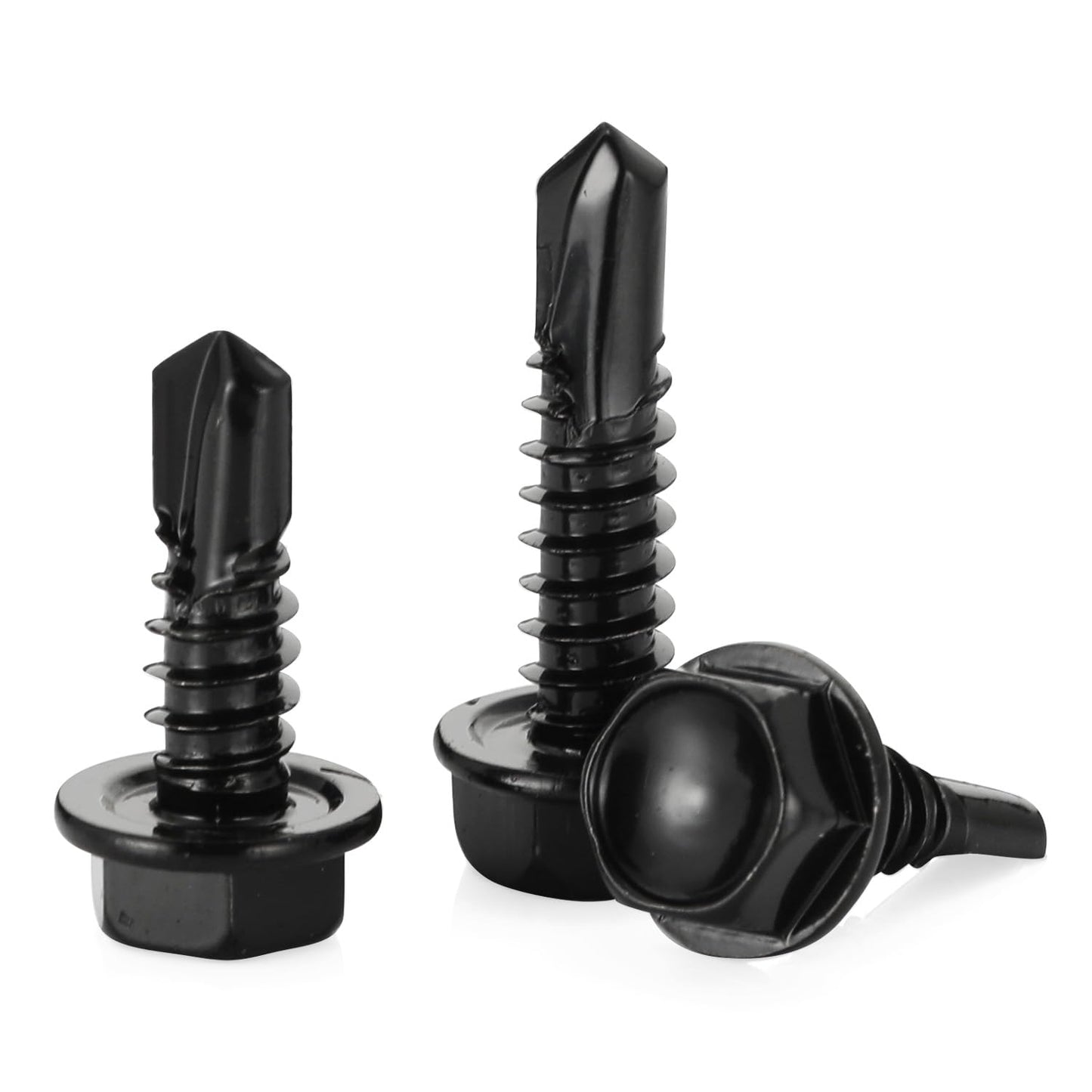 #14 x 1 Hex Washer Head Self Drilling Screws Black Oxidized, 410 Stainless Steel, 50 PCS