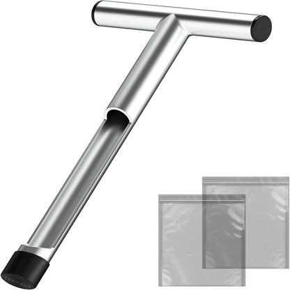 12 Inch Stainless Steel Soil Sampler Probe, T-Style Handle Soil Test Probe, Soil Probe for Soil Sampling, Soil Test Kit for Plant Care, Farm, Lawn Garden (12 Inch)