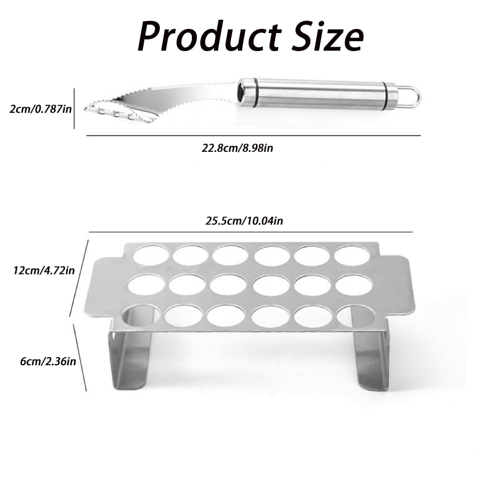 2 Pcs Stainless Steel Chili Grills with 2 Jalapeno Corer Tools, Outdoor BBQ Non-Stick Grills, Jalapeno Popper Holder for Grills, Perfect for Cooking Chili, Chicken Legs, 18 Funnel Holes Grill Tools
