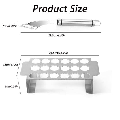 2 Pcs Stainless Steel Chili Grills with 2 Jalapeno Corer Tools, Outdoor BBQ Non-Stick Grills, Jalapeno Popper Holder for Grills, Perfect for Cooking Chili, Chicken Legs, 18 Funnel Holes Grill Tools