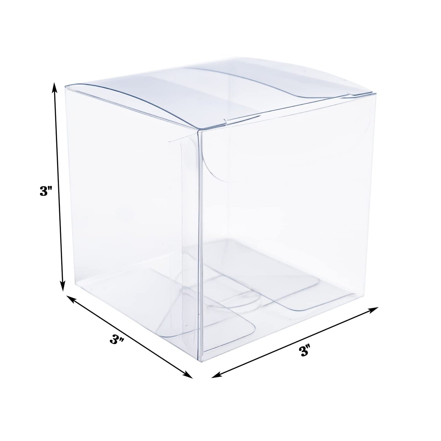 45Pcs Clear Favor Boxes,3 x 3 x 3 Inches Individual Transparent Cube Candy Boxes,Plastic Gift Boxes for Wedding Birthday Thanksgiving Halloween Christmas New Year Party