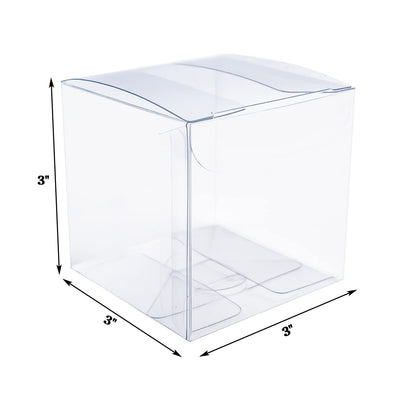 45Pcs Clear Favor Boxes,3 x 3 x 3 Inches Individual Transparent Cube Candy Boxes,Plastic Gift Boxes for Wedding Birthday Thanksgiving Halloween Christmas New Year Party