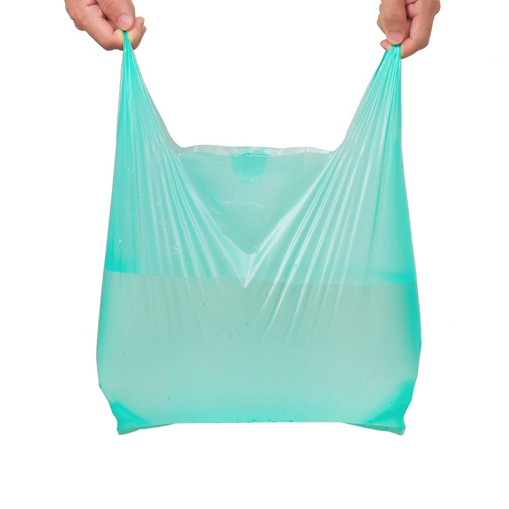 T Shirt Bags Plastic Grocery Bags with Handles in Bulk for Shopping and Surpermarket, Bolsas De Plastico para Negocio,12 x 20 Inch (Lake Blue 200 Pcs)