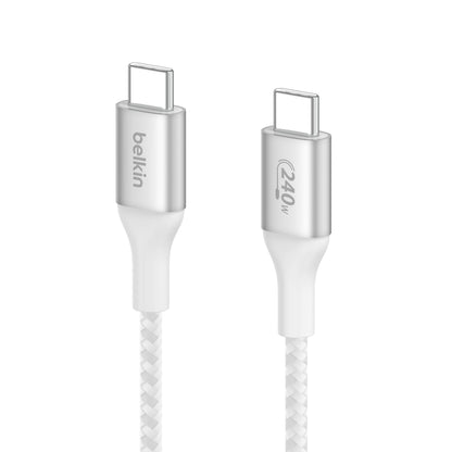 Belkin BoostCharge USB-C to USB-C Power Cable (2M/6.6ft) Fast Charging Cable 240W Power Delivery USB-IF for MacBook Pro, iPad, iPhone 16 Series, Galaxy S25 Series, Nintendo Switch 2 & More - White