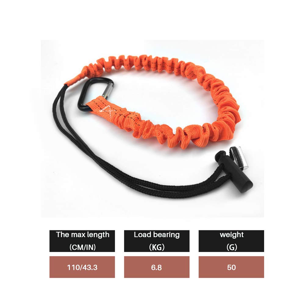 BlueStraw Tool Lanyard, Quick Release Shock Absorbing Safety Tool Leash Retractable Bungee Cord with Carabiner Clip and Adjustable Loop End, Maximum Weight Limit 10KG / 22lb, Fall Protection Equipment