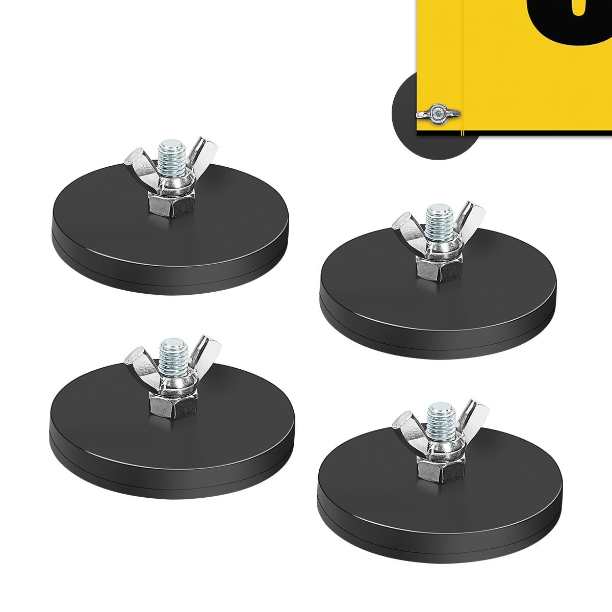 4Pcs Rubber Coated Heavy Duty Magnetic Flag Holder for Oversize Load Signs, Strong Magnet for Wire Loop Flags with Locking Wing Nut, Oversize Load Magnet Flag Magnet Safety Flags Sign for Trucks