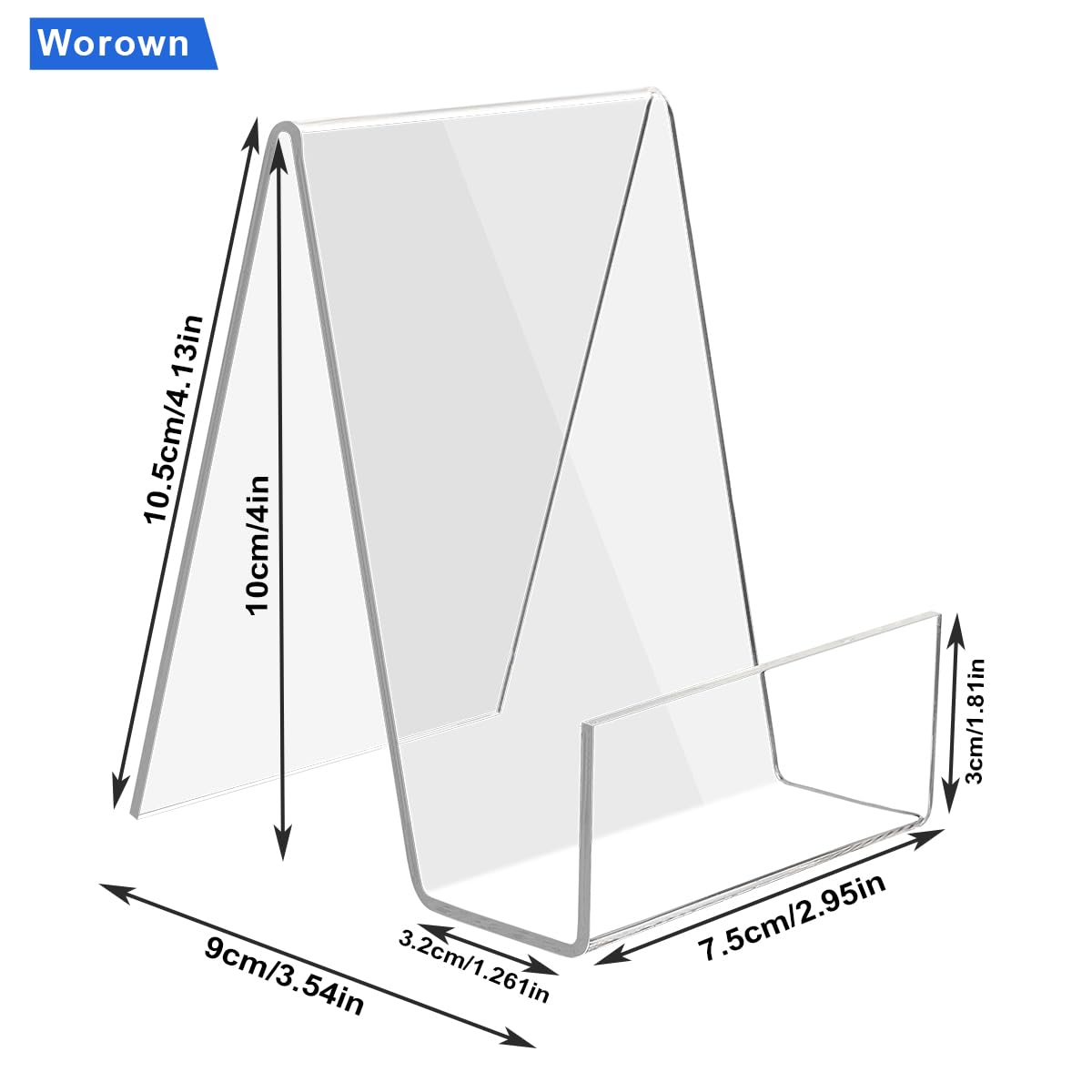 Worown 12 Pack (2.95 x 3.54 x 4.1 Inches) Acrylic Book Stands, Clear Book Holder, Acrylic Display Stand for Books, Photos, Brochures, Tablets and Phones