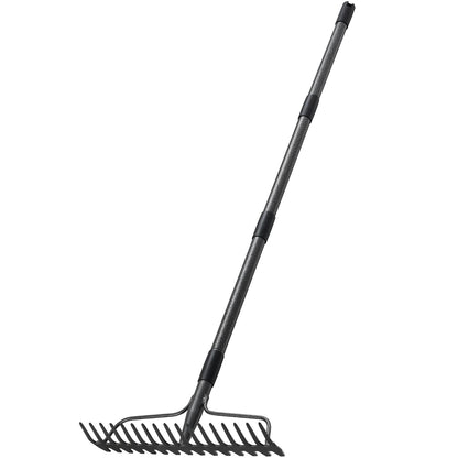 63'' Bow Rake ，17 Tines Metal Head Rakes with Stainless Steel Handle，Heavy Duty Garden Rake for Loosening Soil Gathering Leaf Leveling Lawn Farming Land Management Yarn Thatch Rake