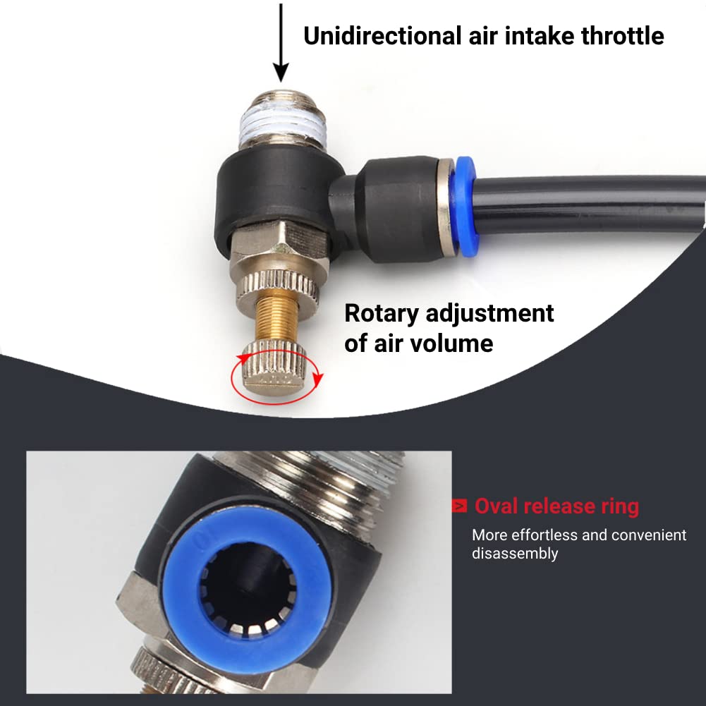 20PCs 4mm Pneumatic Quick Connector M5 Push to Connect Elbow Fittings Pneumatic Air Control Valve Flow Control Connector