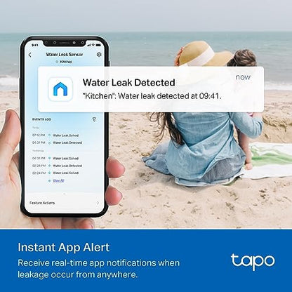 TP-Link Tapo Smart Water Leak Detector, Requires Tapo Hub, Water Leak Sensor Wi-Fi with Rapid Dripping Detection, 90dB Adjustable Alarm, App Alerts, Compatible with Alexa and Google Home, T300