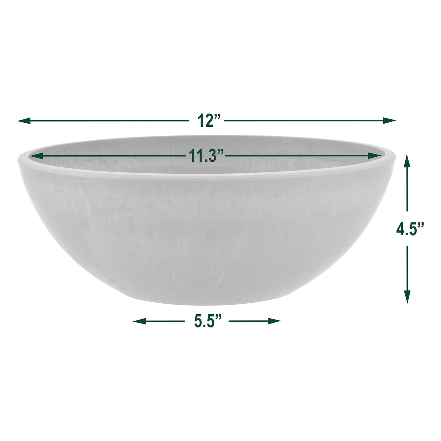 Arcadia PSW M30DC Garden Bowl, 12 by 4.5-Inch, Dark Charcoal