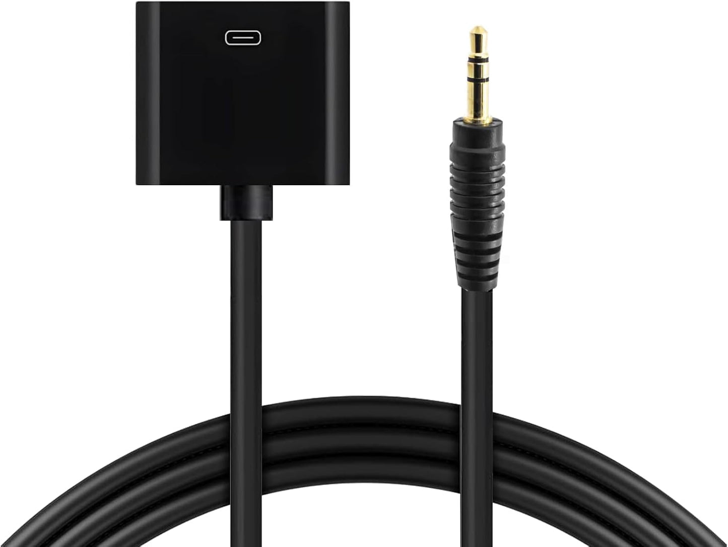 30 Pin Female Dock Connection to 3.5mm Male Audio Output AUX Cable, 3.5mm Audio Plug to Pod Dock Female Adapter, 5 feet, Black