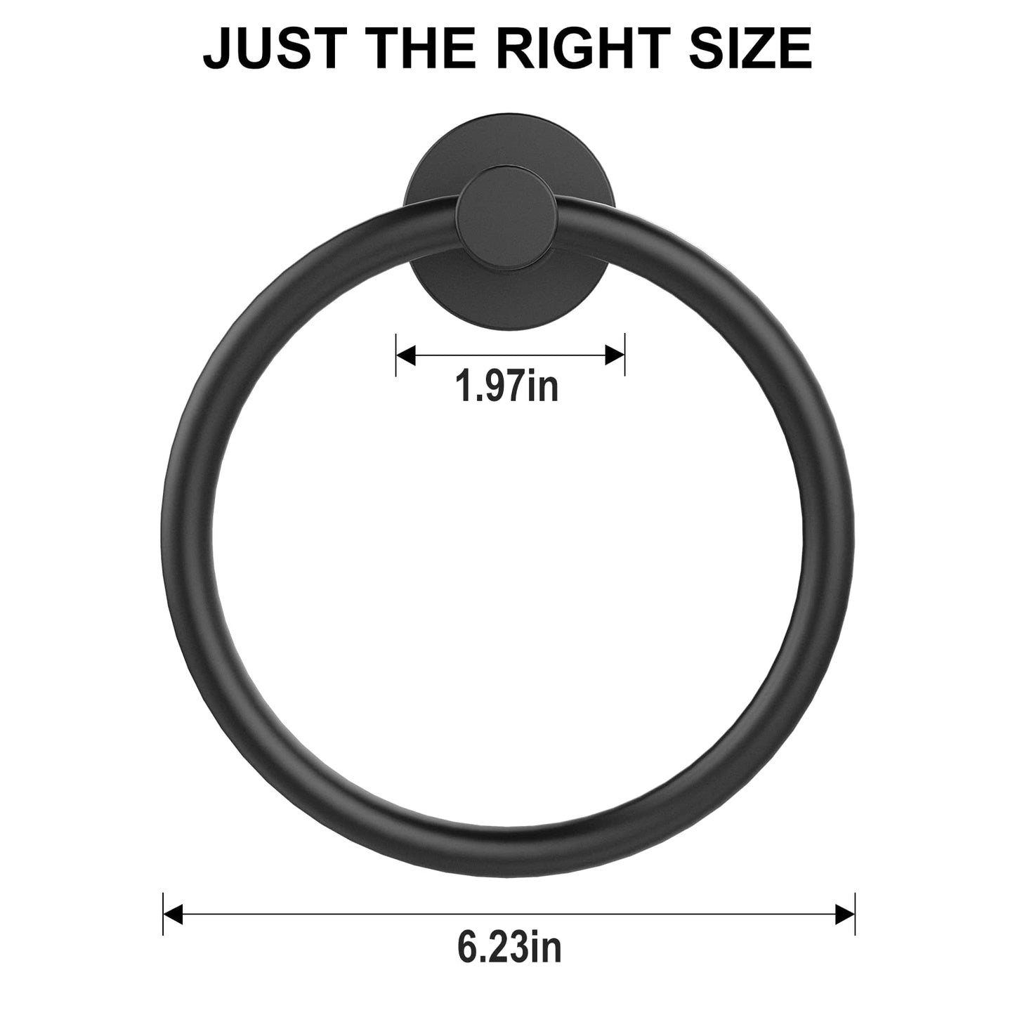 SetSail Towel Holder for Bathroom Wall Matte Black Ring Stainless Steel Heavy Duty Hand Towel Hanger for Kitchen, 2 Pack