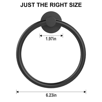 SetSail Towel Holder for Bathroom Wall Matte Black Ring Stainless Steel Heavy Duty Hand Towel Hanger for Kitchen, 2 Pack