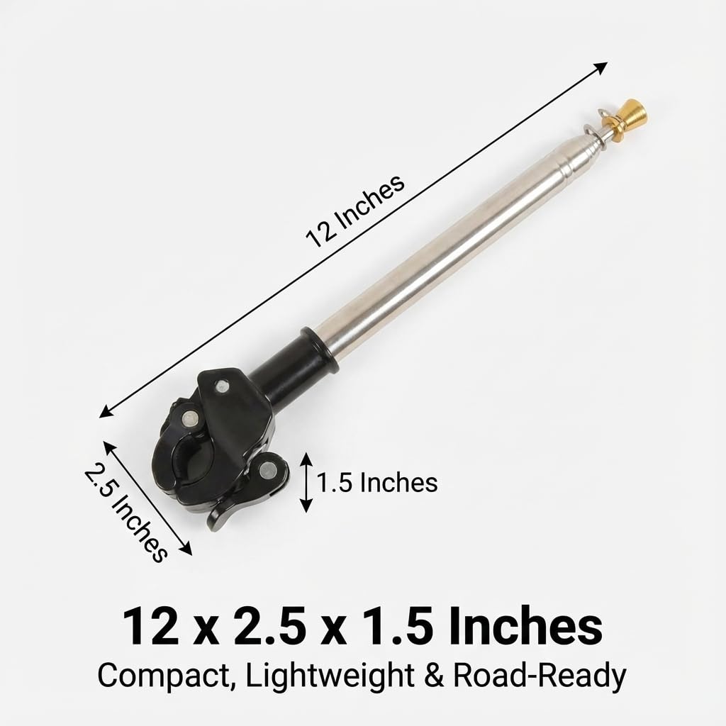 Adjustable Motorcycle Flag Pole Mount: Universal Stainless Steel Flagpole Bracket Hitch Rack - Flagpole Holder for Harley, Dirt Bike, Bicycle Accessories 63in Retractable Poles Stand