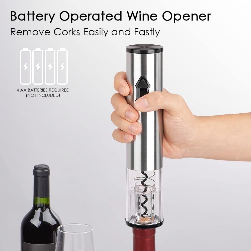 CIRCLE JOY Electric Wine Openers Set, Battery Operated (Not Included) Cordless Automatic Corkscrew Opener Kit with Foil Cutter, Vacuum Stopper, Wine Aerator Pourer