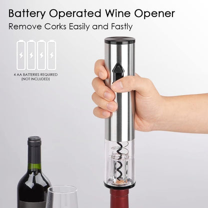CIRCLE JOY Electric Wine Openers Set, Battery Operated (Not Included) Cordless Automatic Corkscrew Opener Kit with Foil Cutter, Vacuum Stopper, Wine Aerator Pourer