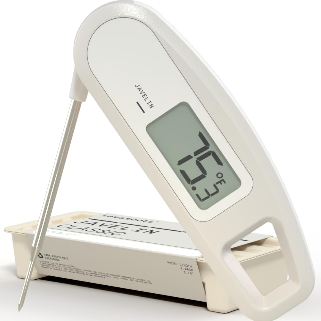 Lavatools Javelin® Ultra-Fast 2-Second Digital Instant Read Meat Thermometer for Cooking, 2.75" Probe, Compact Foldable Design, Large Display, Splash Resistant – Milk