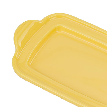 ADIVEE Large Butter Dish for 1 lb Block of Canadian Butter, Porcelain Butter Keeper Fit a Full Pound Block of Butter, Butter Container for an Entire Pound Butter,Color-Yellow
