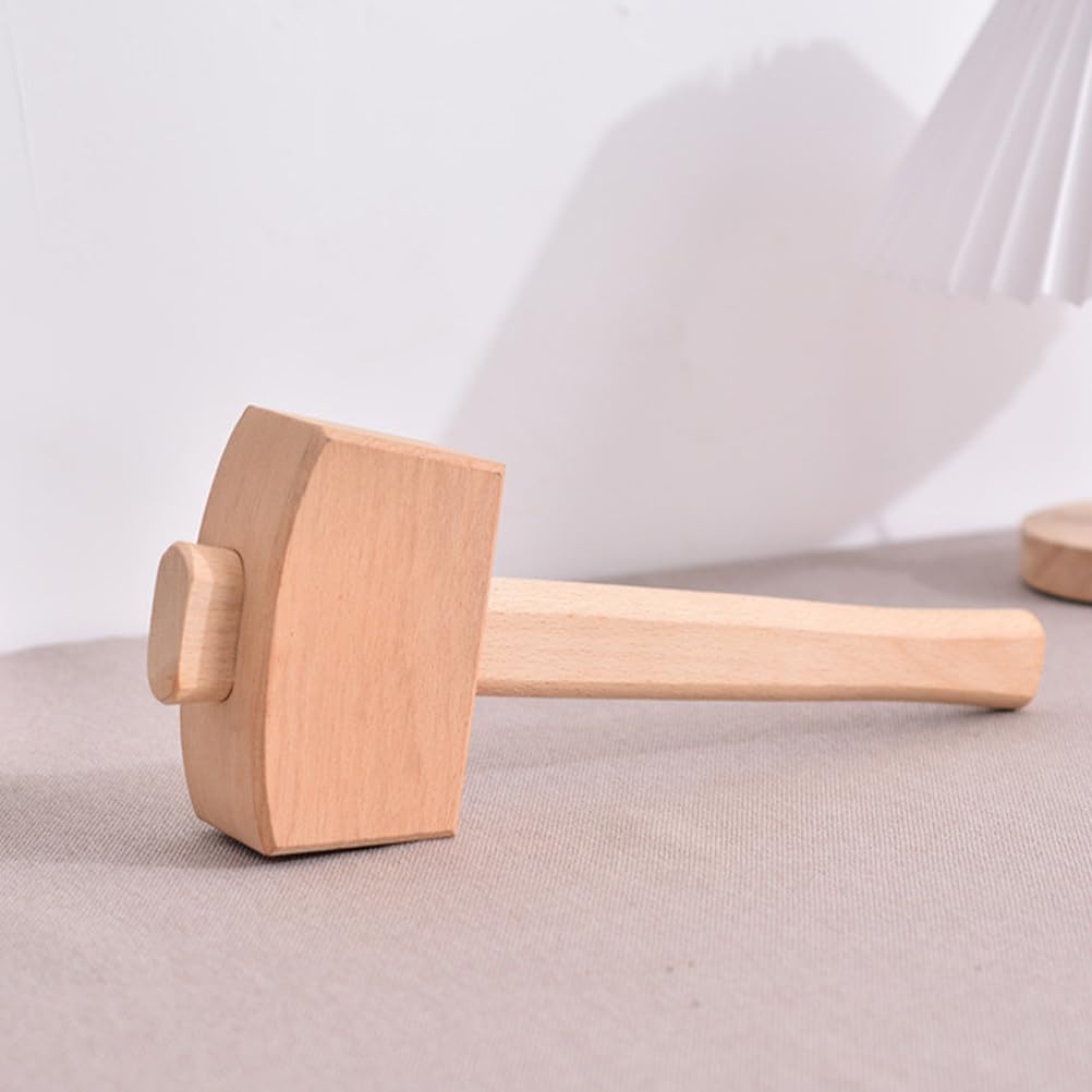 SEWACC Wooden Mallet for Woodworking and DIY Projects Beech Wood Handle Hammer with Ergonomic Grip Compact