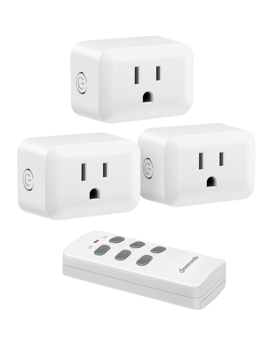 DEWENWILS Wireless Remote Control Outlet, Programmable and Expandable Electrical Outlet Switch, Wireless Remote Light Switch, 100FT Range, 1 Remote and 3 Outlets