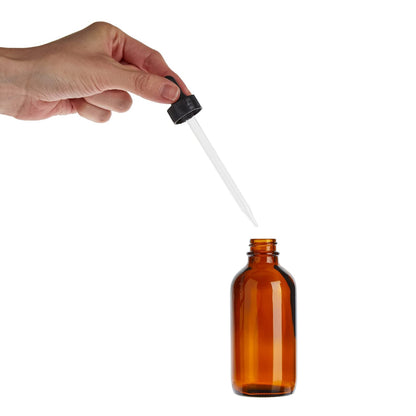 4 oz Amber Glass Dropper Bottles 15 Count and 6 Funnels (120 ml, 21-Piece Set)