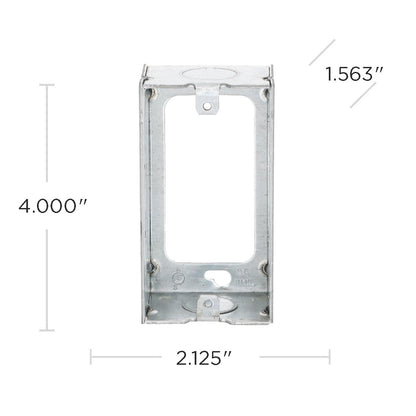 RACO 653 Utility Box, 1 Gang, 11.5 Cu-in X 4 in L X 2 in W X 1-1/2 in D, 4" x 2", Product Specific
