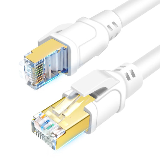 DDMALL CAT8 Ethernet Cable 25ft, High Speed Network Cable CAT8 40Gbps 2000MHz F/FTP LAN Internet Cable with Gold Plated RJ45 for Router, Modem, Gaming, X Box, PCs, Laptops (25ft/8m, White)