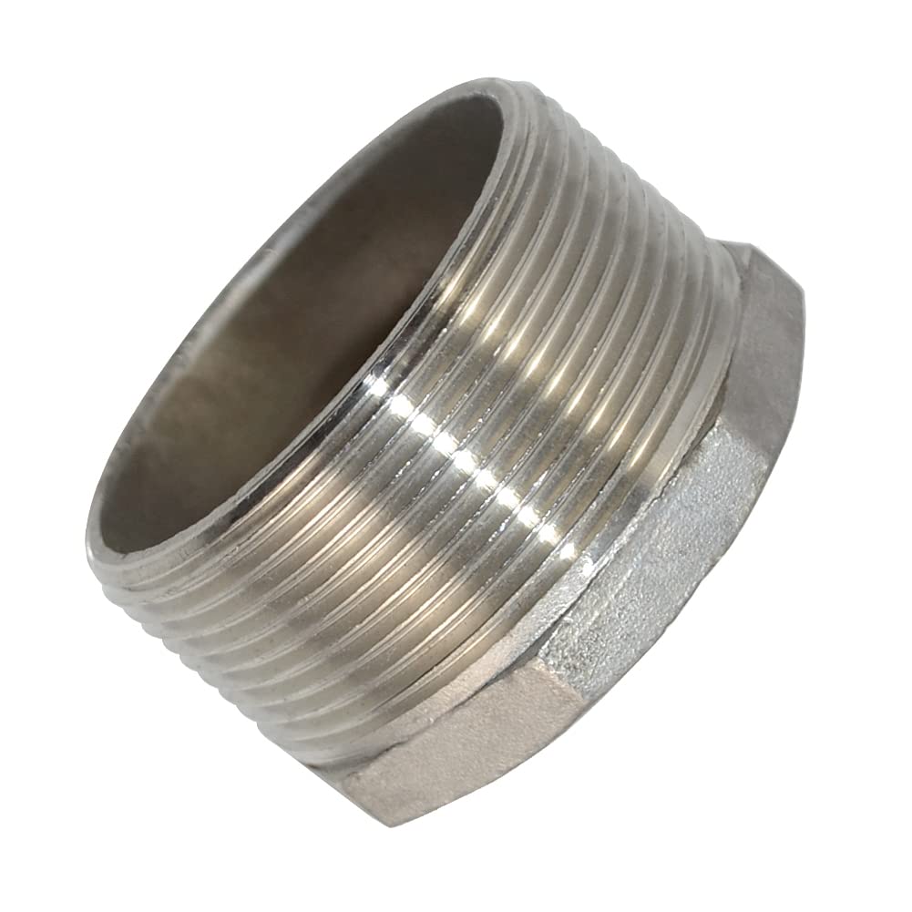 Megairon 2" Male NPT to 1-1/2" Female NPT Female Reducing/Reducer Bushing Pipe Fitting,Adapter,Stainless Steel SS 304 Hex Bushing…