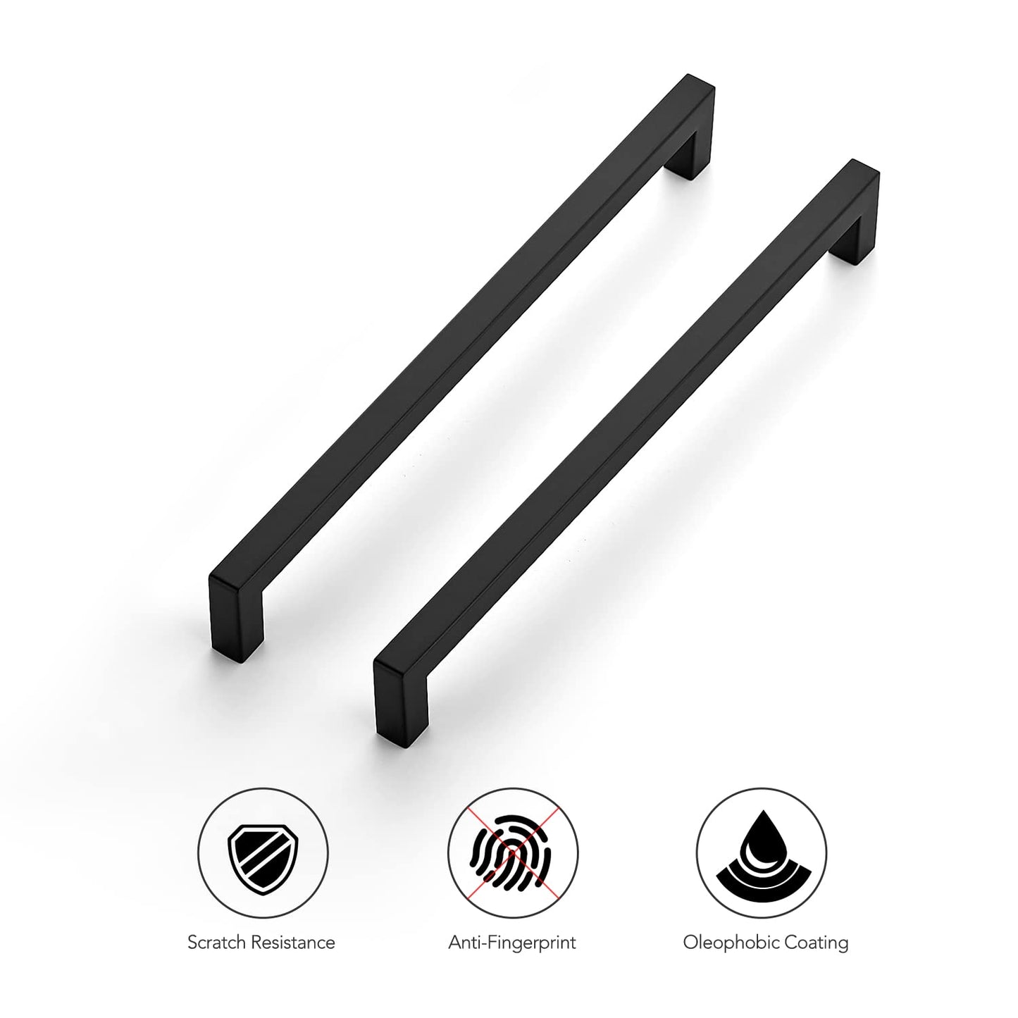 Ravinte 5 Pack 10 Inch Square Cabinet Handles - Matte Black Pulls for Kitchen Drawers and Cabinets - Hardware for Cupboards