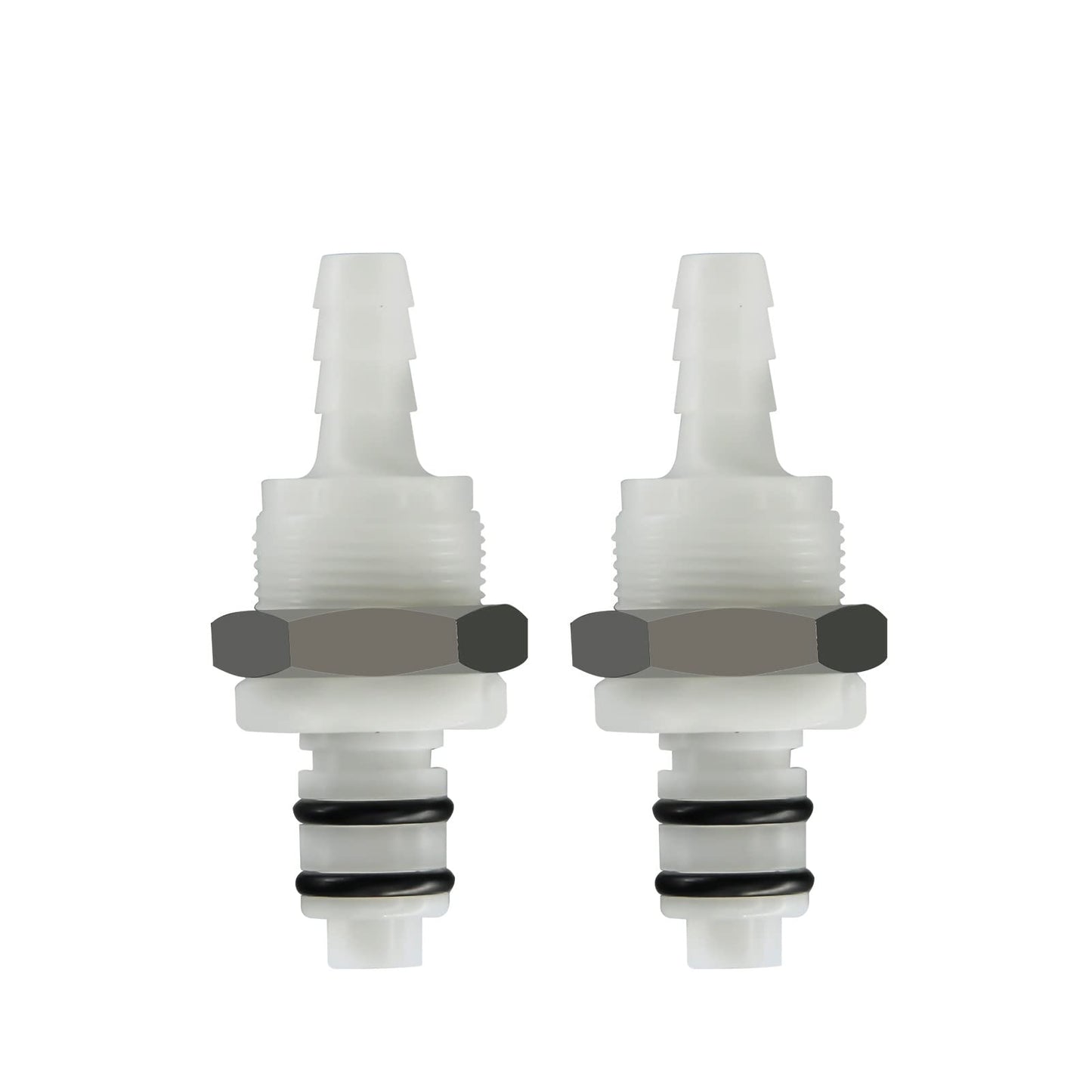 BBTUS 2PCS 1/4" 3/8" 5/16" Plastic Tube in-line Hose Quick Connector with Shut-Off valve, Panel Mounting Quick Release Coupling, Male Quick Connect Barbed Fittings (2x Male Connector)