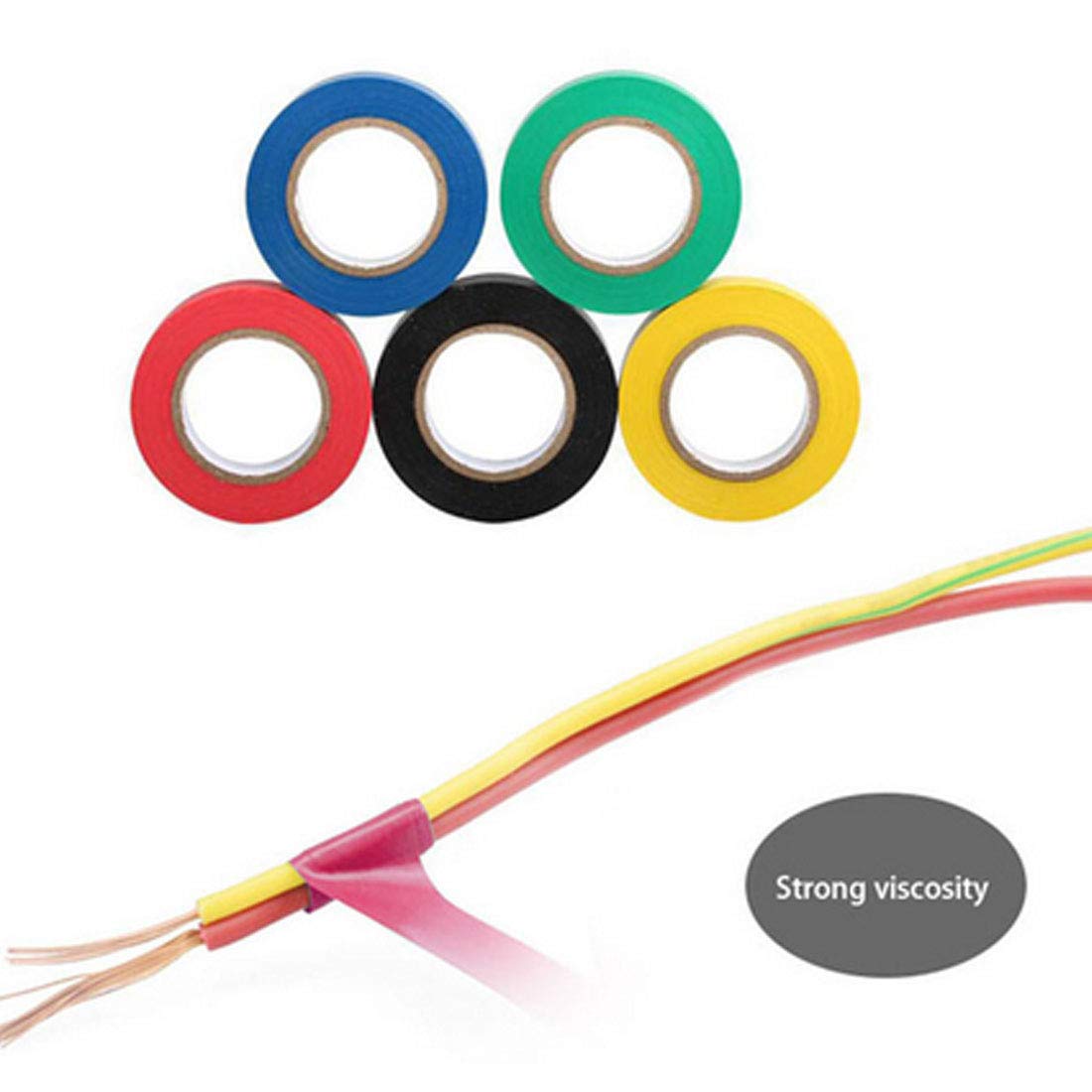 QILIMA Electrical Tape Colors 10 Pack 3/4-Inch by 60 Feet,Lead-Free Flame Retardant Electrical Tape, Adhesive for General Home Vehicle Auto Car Power Circuit Wiring Multicolor(130mic)